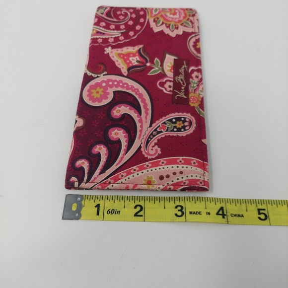 Vera Bradley Piccadilly Plum Checkbook Wallet Burgundy Red Canvas Card Holder - Picture 8 of 9